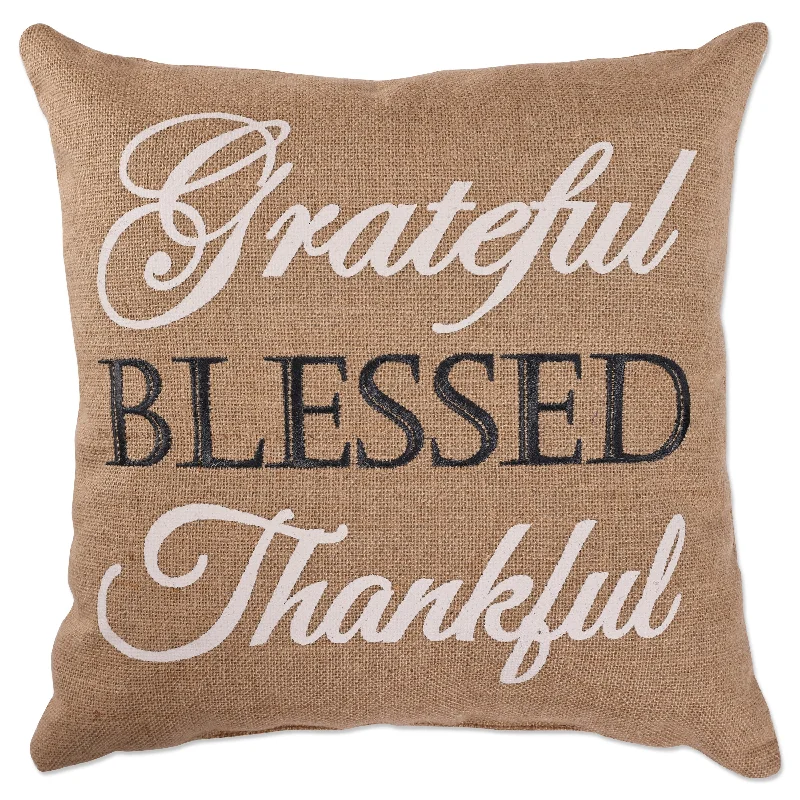 Grateful Blessed Thankful 18-inch Throw Pillow