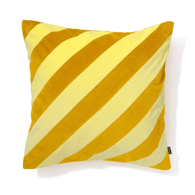 Vlvt Strp Cushion Cover 450 x 450  Yellow x Light Yellow