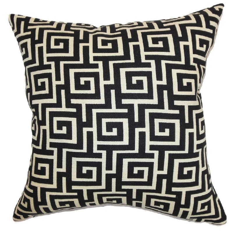 Warder Geometric Euro Sham Black Creme