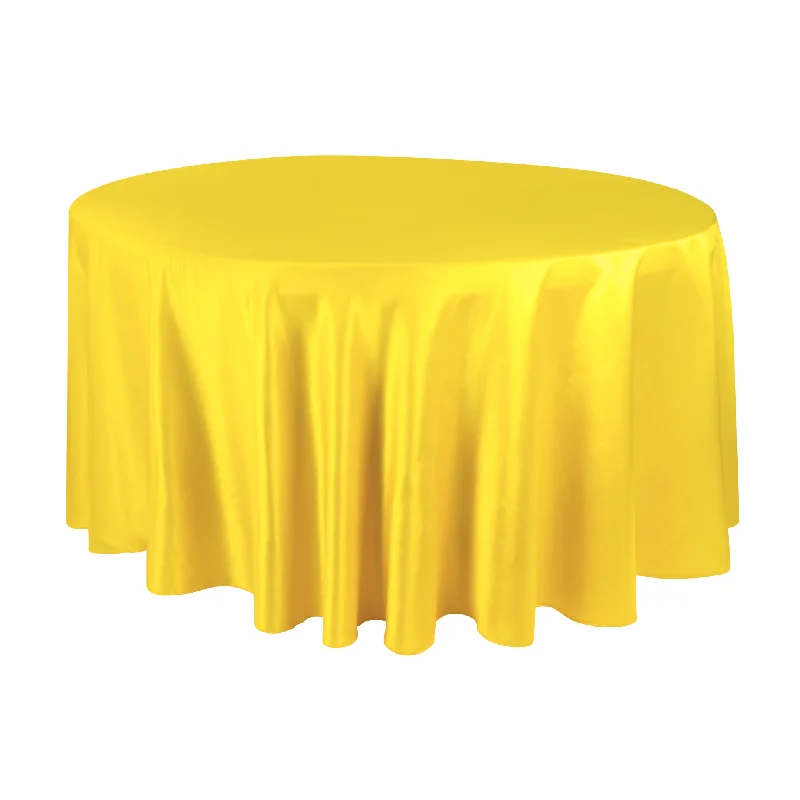 Lamour Satin 120" Round Tablecloth - Canary Yellow