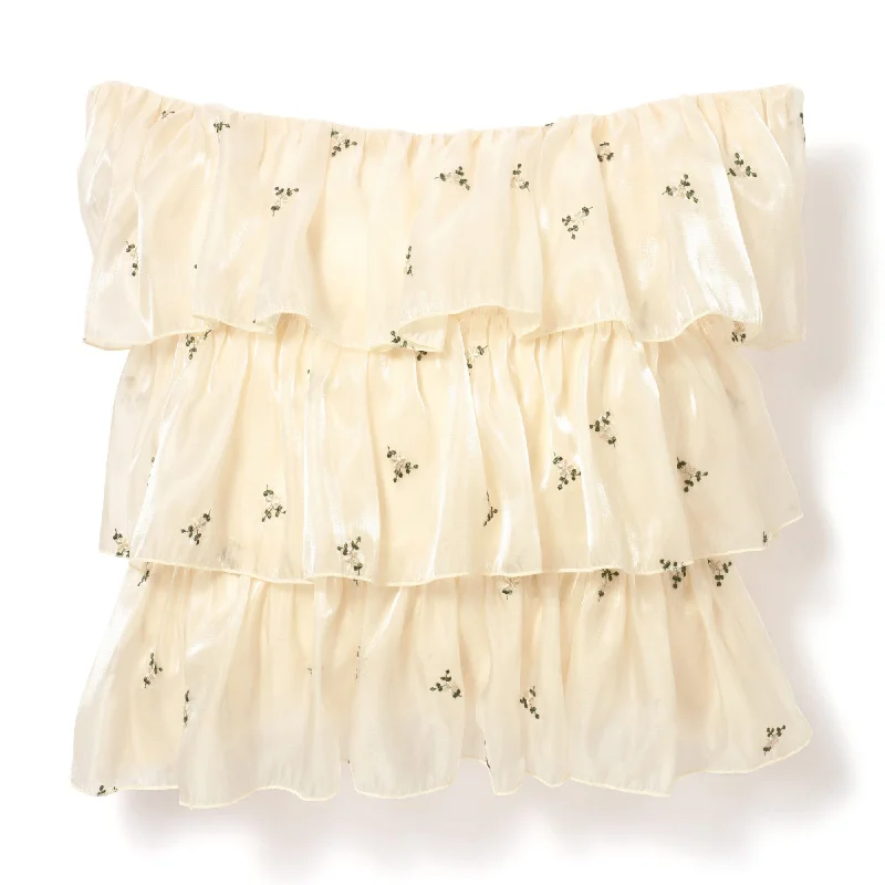 Flower Emb Frill Cushion Cover 450 X 450 Ivory