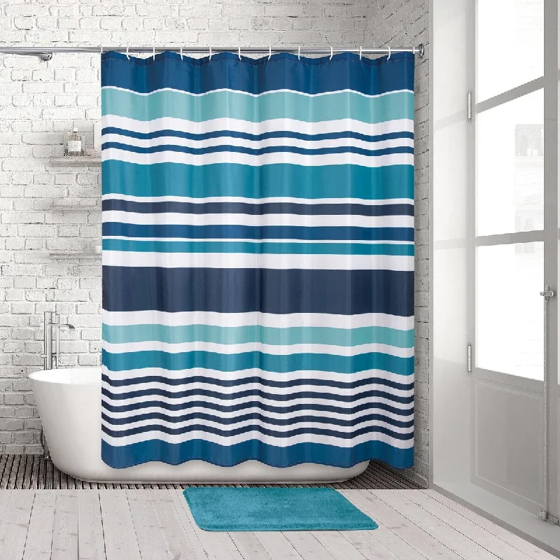 Color Bar Cool 14-Piece Bath Set -Shower Curtain, Rug & Hooks - multi