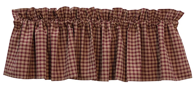 Burgundy Plaid Valance, 14x72