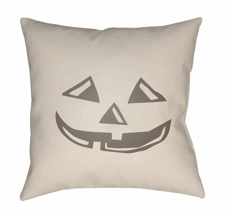 Halloween Pumpkin Beige Throw Pillow