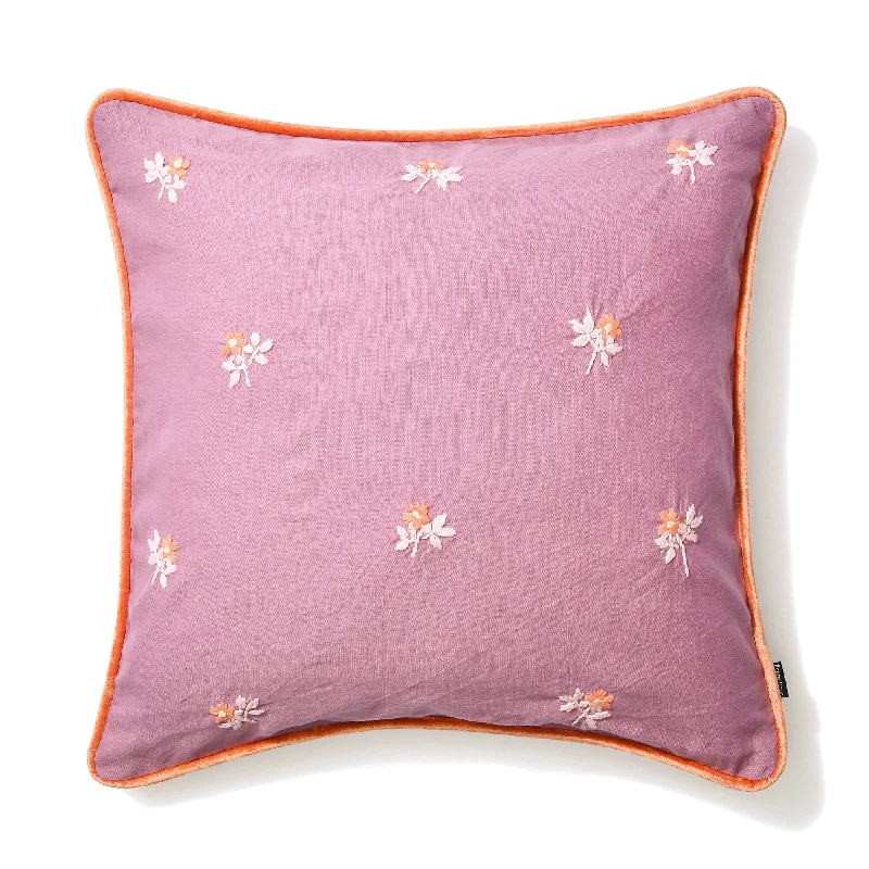 EMB Flower Cushion Cover 450 x 450 Purple