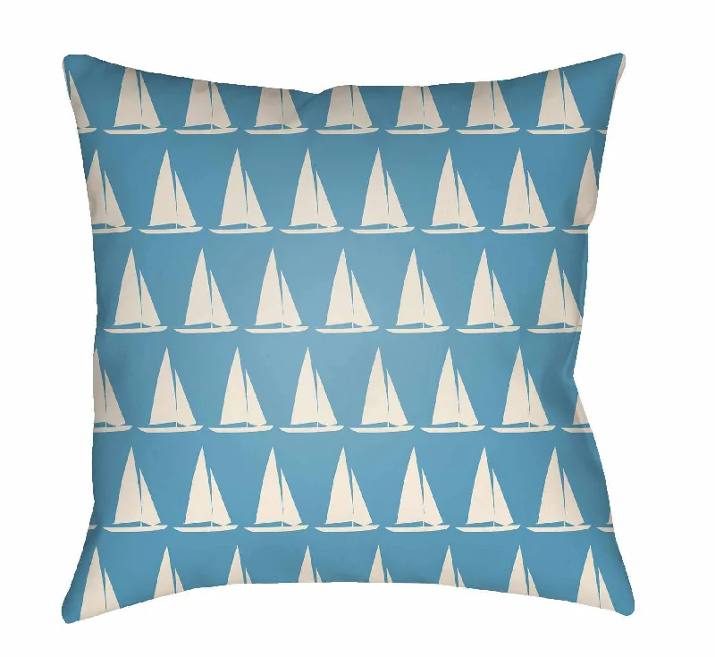 Poringland Nautical Sailboat Pattern Throw Pillow