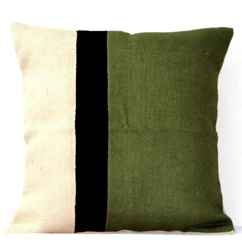 Green Pillow - Burlap Pillow color block - Green Decorative cushion cover- Spring Throw pillow gift 16X16 - Green Euro Sham