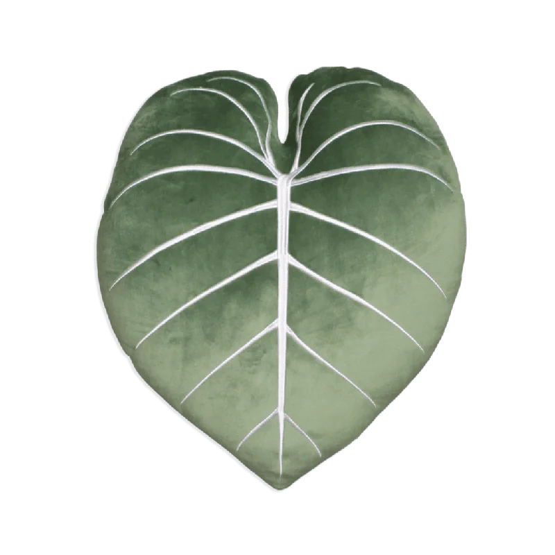 Philodendron Gloriosum Leaf Pillow - Moody Green