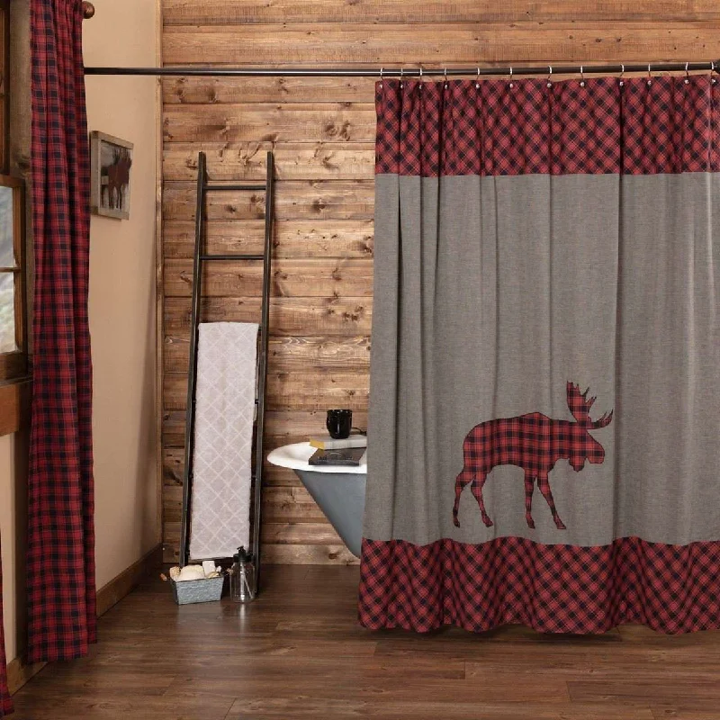 Cumberland Moose Applique Shower Curtain 72"x72"