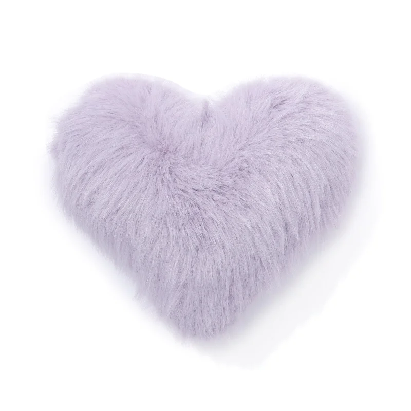 Fur Heart Cushion Small Light Purple