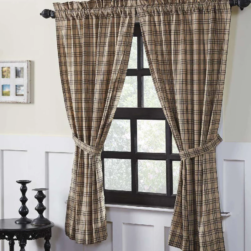 Sawyer Mill Charcoal Plaid Short Panel Country Curtain Set of 2 63"x36"