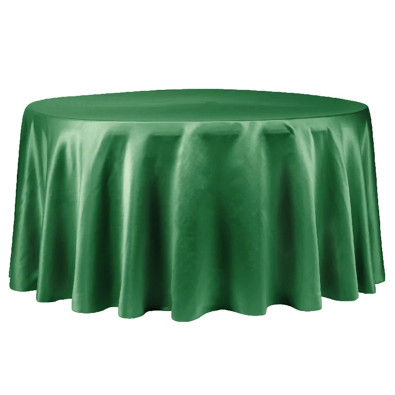 Lamour Satin 132" Round Tablecloth - Emerald Green