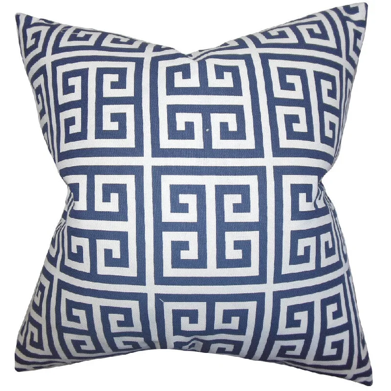 Paros Greek Key Euro Sham Navy Blue