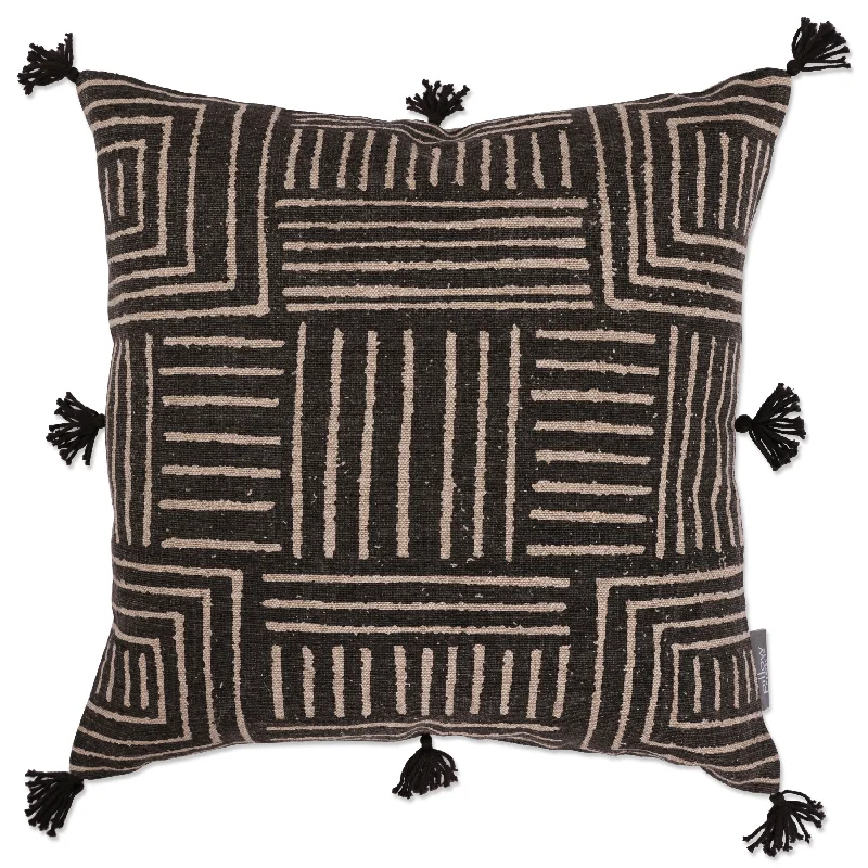 Indoor Abstract Blocks Black 18-inch Throw Pillow