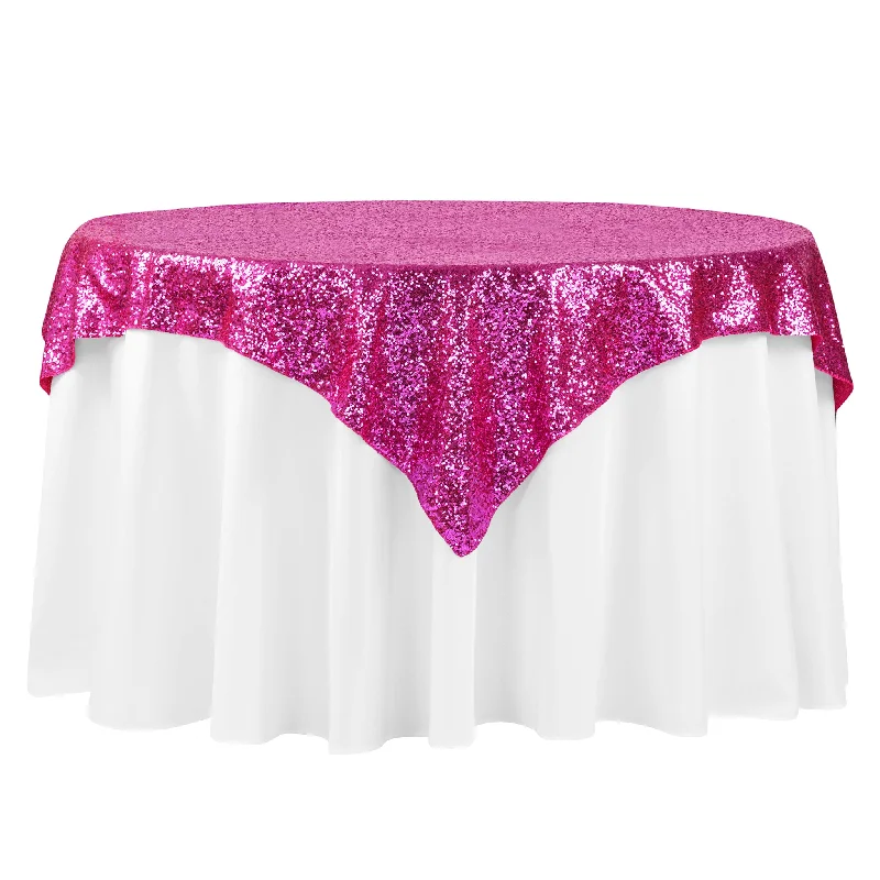 Glitz Sequin Tablecloth Overlay Topper 54"x54" Square - Fuchsia