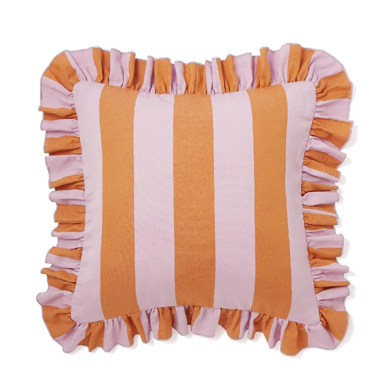 Frill Stripe Cushion Cover 450 x 450  Orange x Pink