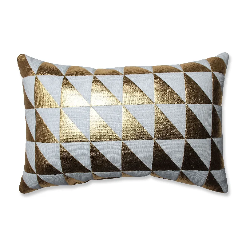 Indoor Christmas Glamour Triangle Gold-White Rectangular Throw Pillow