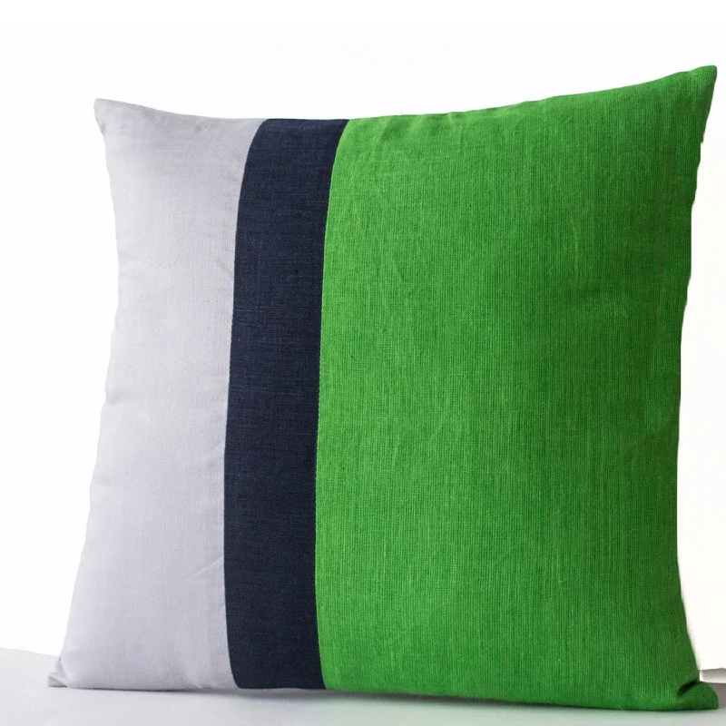 Green Pillows -Throw Pillow Covers color block -Couch Pillows - Decorative cushion- Spring Throw pillow - gift- 18x18- Green Linen Pillows