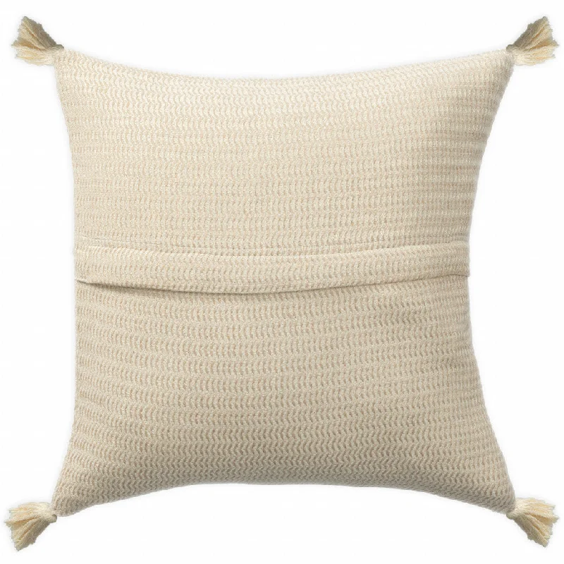 18" X 18" Beige And Ivory 100% Cotton Striped Zippered Pillow