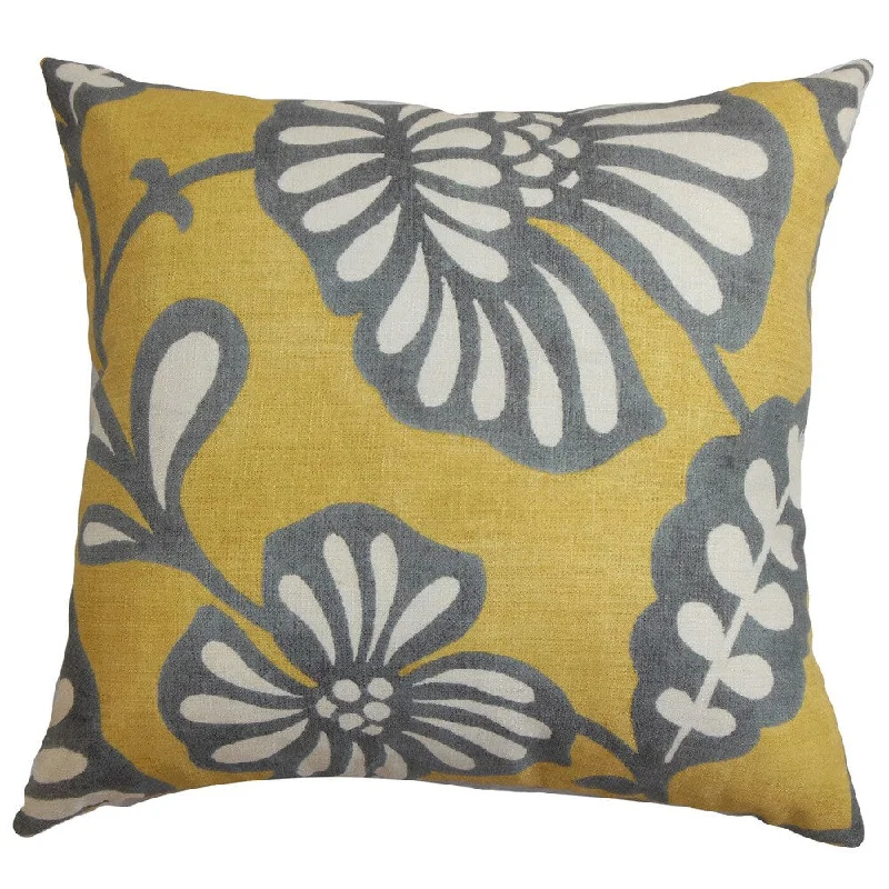 Talin Floral Euro Sham Gray Yellow