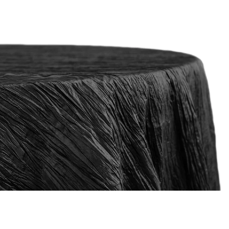 Accordion Crinkle Taffeta 120" Round Tablecloth - Black