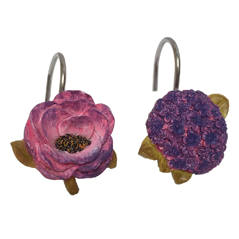 Laural Home Blue and Purple Florals Shower Curtain Hooks