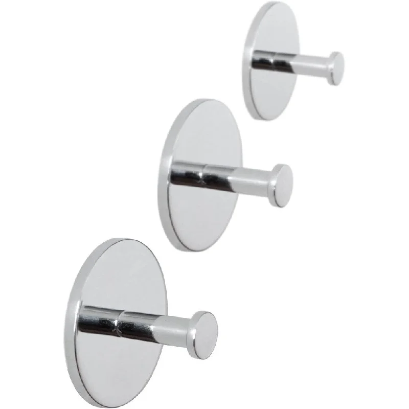 ToiletTree Products 3 Rust Proof Shower, Bedroom, Kitchen, Dorm and Bath Wall Hooks with Waterproof Tape Installation - Silver