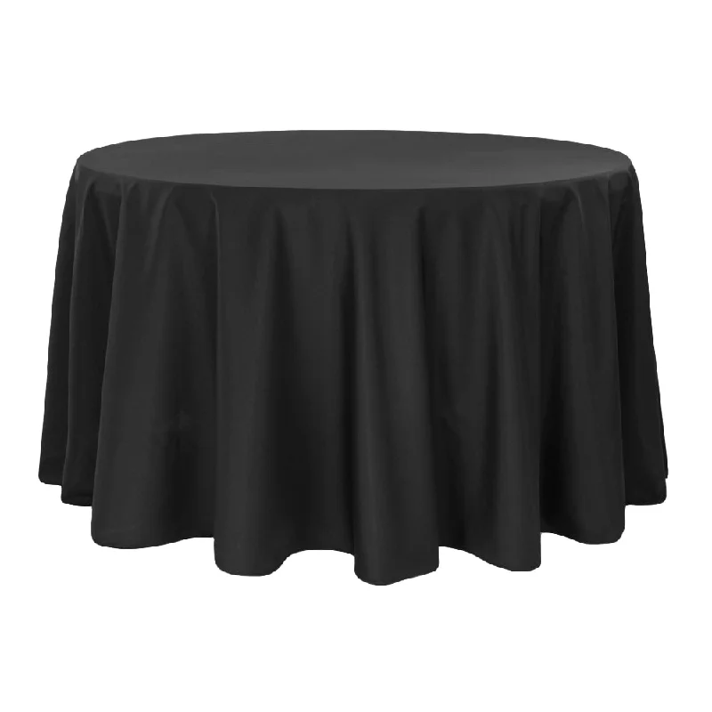 Round Polyester 132" Tablecloth - Black