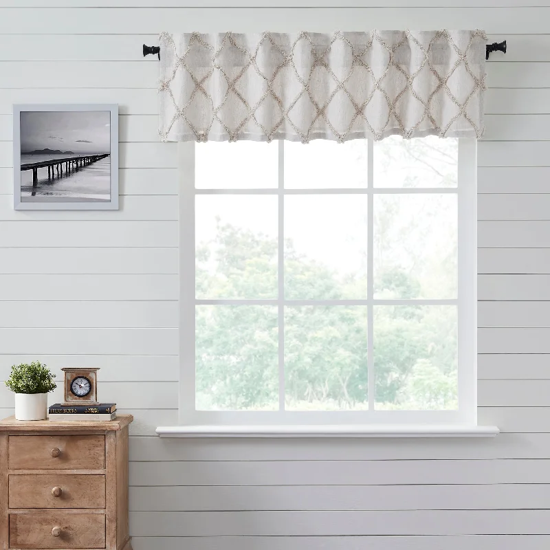 Frayed Lattice Oatmeal Valance Curtain 16x72 VHC Brands