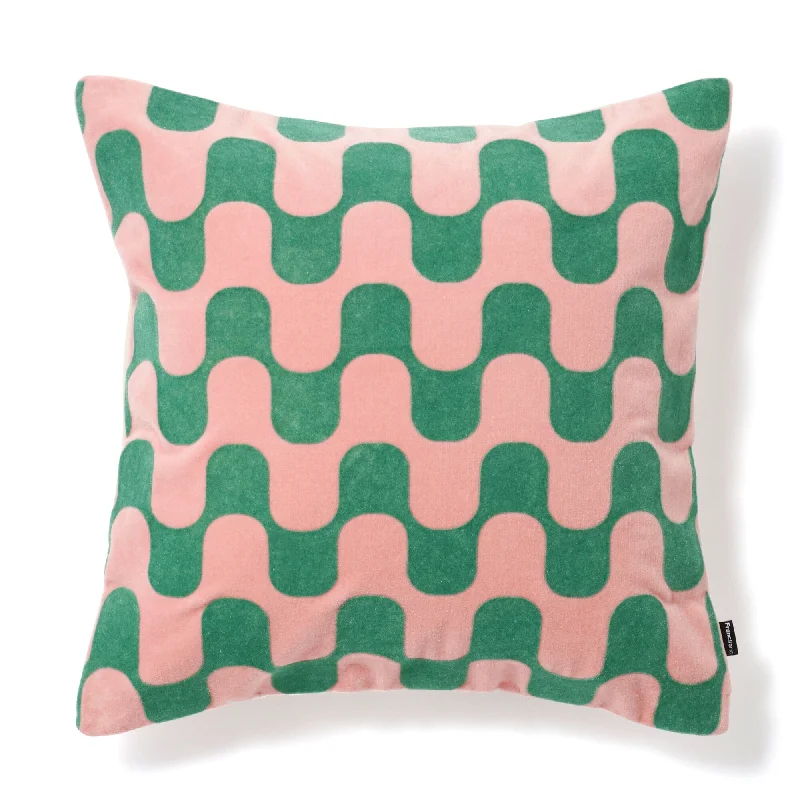 Velvet Wave Cushion Cover 450 x 450  Pink x Green