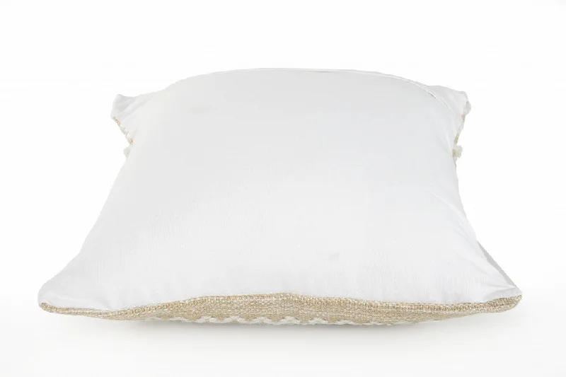 20" X 20" Beige And White Polyester Geometric Zippered Pillow