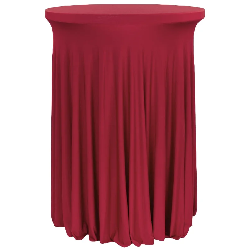 Wavy Spandex Cocktail Table Cover 30"-32" Round - Apple Red