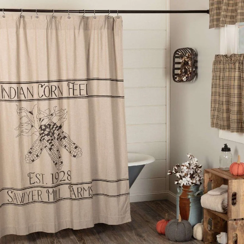 Sawyer Mill Charcoal Corn Feed Shower Curtain 72"x72"