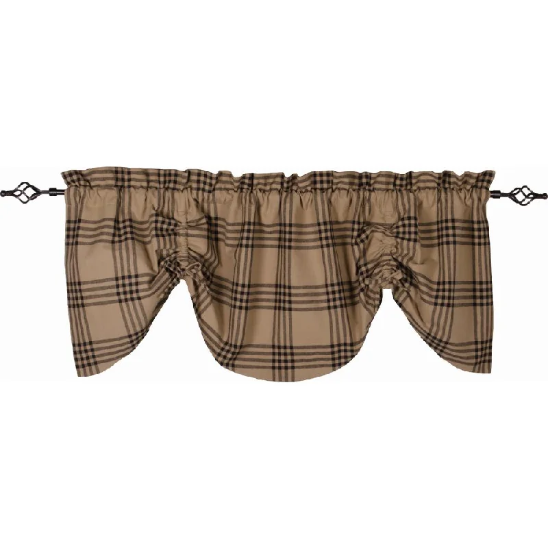 Chesterfield Check Gathered Valance Oat Black Lined VG590023