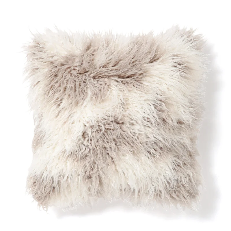 Fur cushion cover 450 x 450 White x Beige