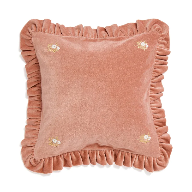 Velvet Frill Cushion Cover 450 X 450 Pink