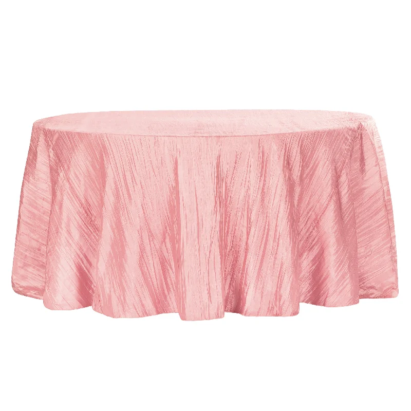 Accordion Crinkle Taffeta 132" Round Tablecloth - Dusty Rose/Mauve