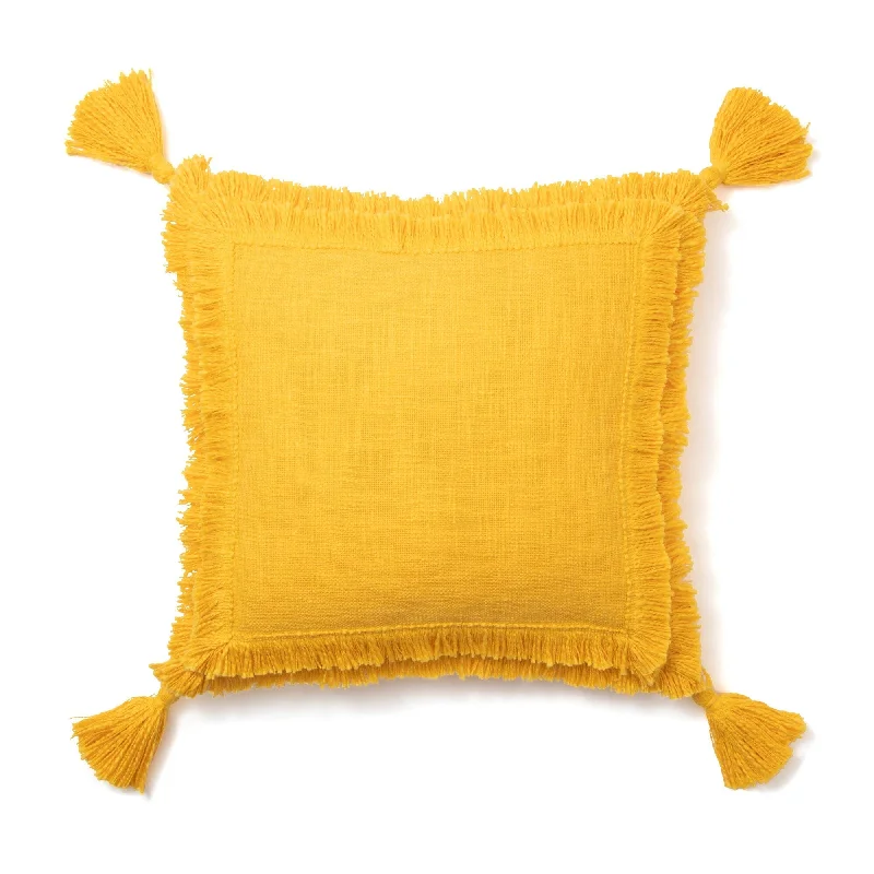 Fringe Tassel Cushion Cover 450 x 450  Yellow