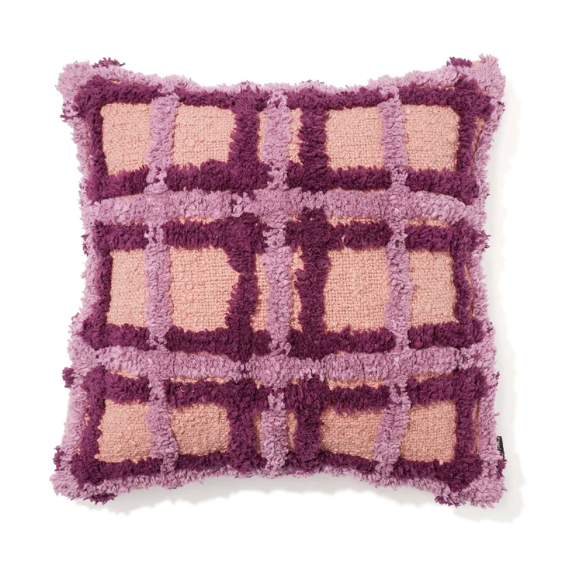 Tuft Check Cushion Cover 450 X 450 Orange X Purple