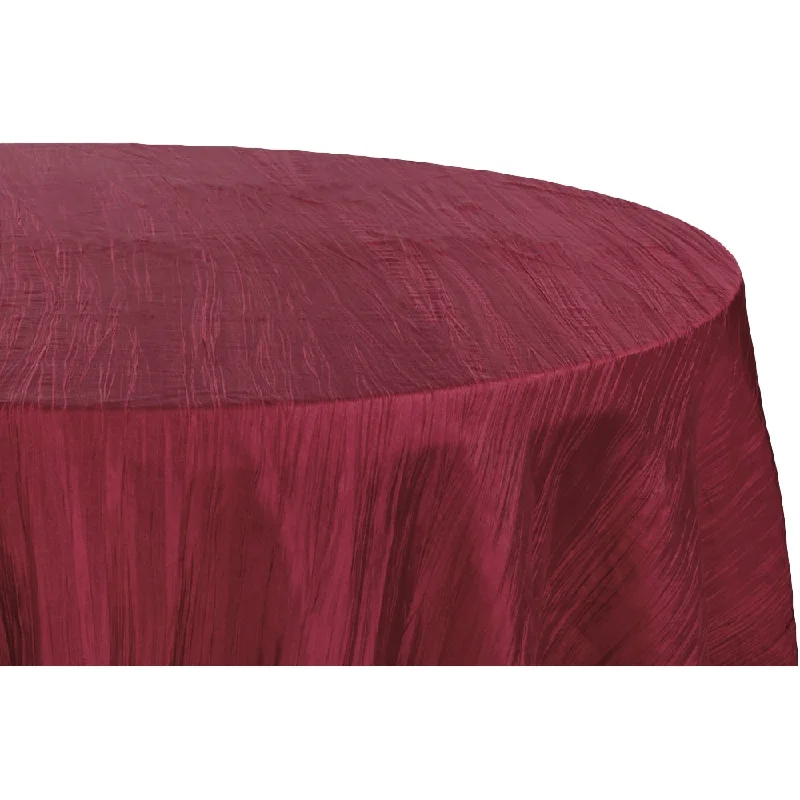 Accordion Crinkle Taffeta 132" Round Tablecloth - Burgundy