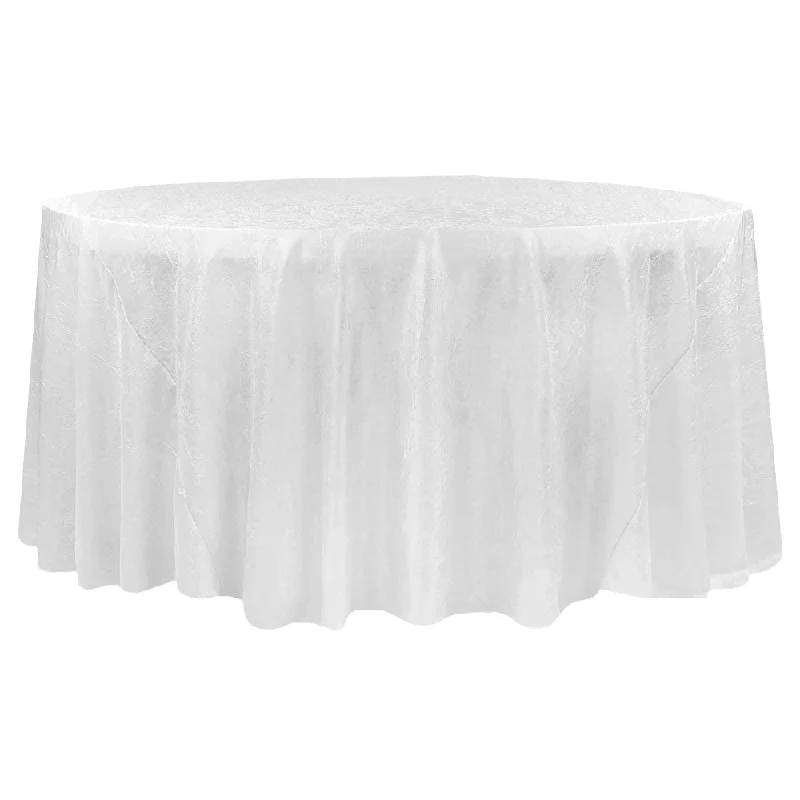 Crushed Taffeta 120" Round Tablecloth - White