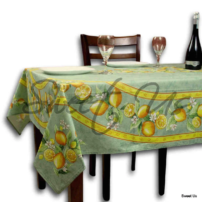 Le Citron Wipeable Acrylic Coated Cotton Tablecloth Rectangle, Fern