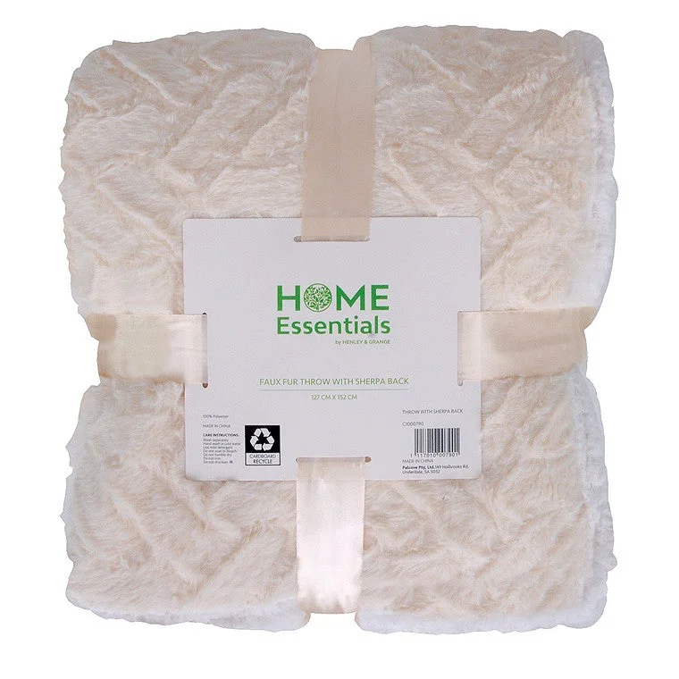 Home Essentials Throw w/ Sherpa Back, 6 Asstd Colours