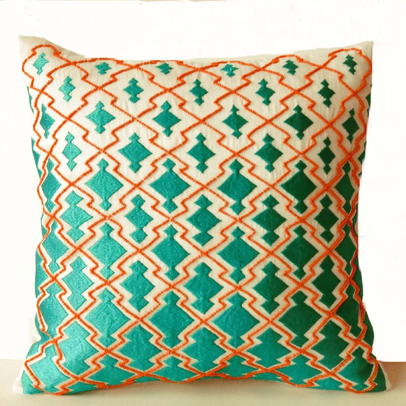 Throw Pillows -Teal Orange Decorative Pillowcase