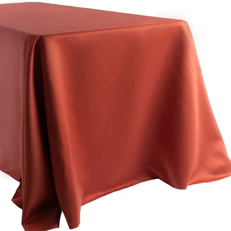 Lamour Satin 90"x132" Rectangular Oblong Tablecloth - Rust