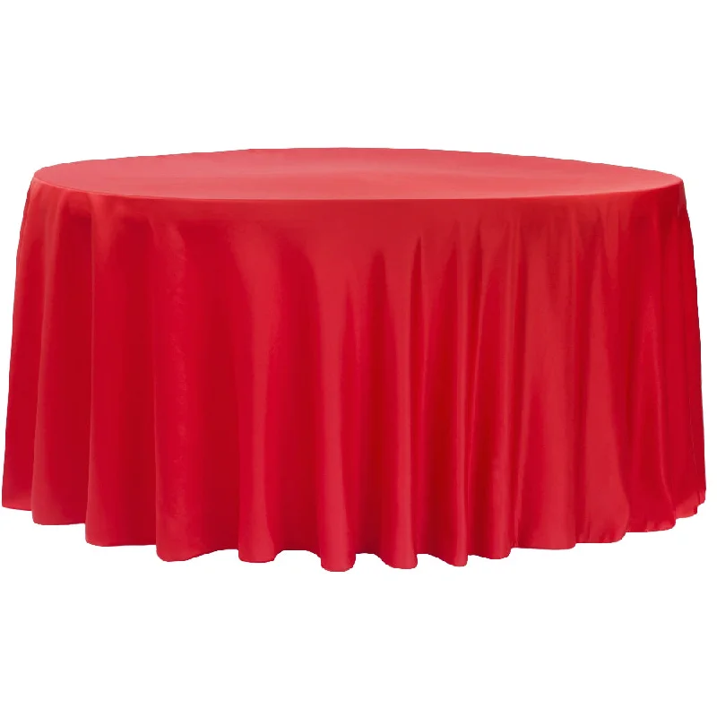 Lamour Satin 120" Round Tablecloth - Red