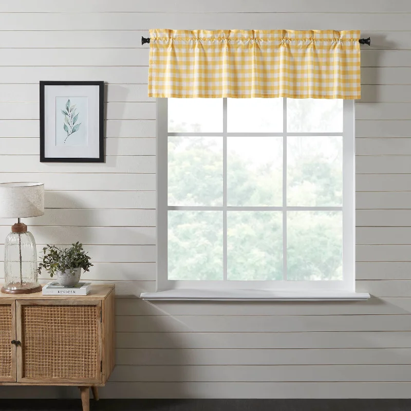 Annie Buffalo Yellow Check Valance Curtain 16"x60" VHC Brands