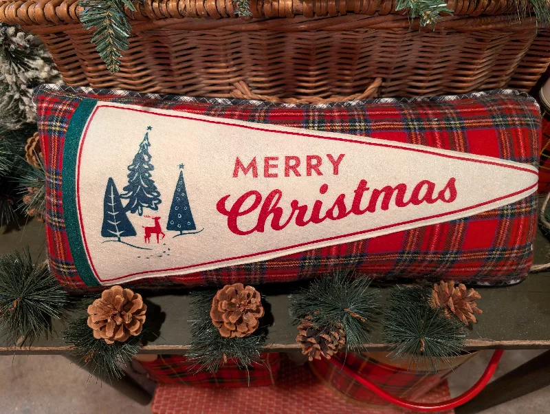 Christmas Three Evergreens Pennant pillow