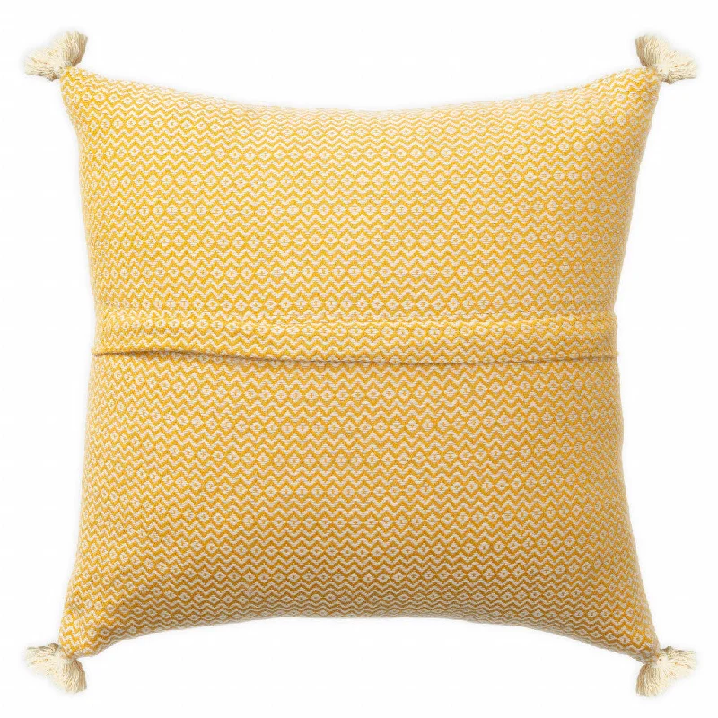 18" X 18" Mustard 100% Cotton Geometric Zippered Pillow