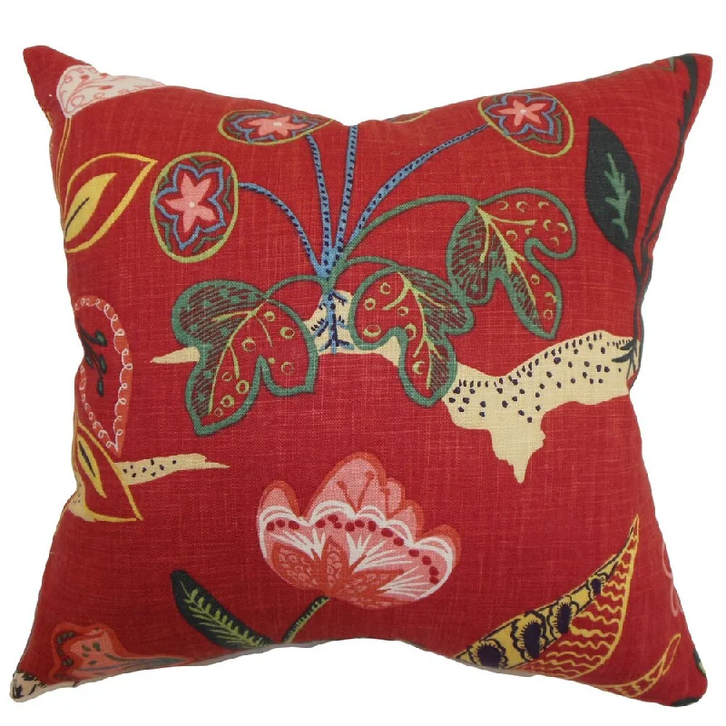 Unayzah Floral Euro Sham Poppy Red